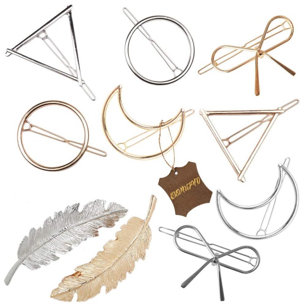 Gold Silver Minimalist Hair Clips Dainty Feather Hollow Hair Clips Set Feather H